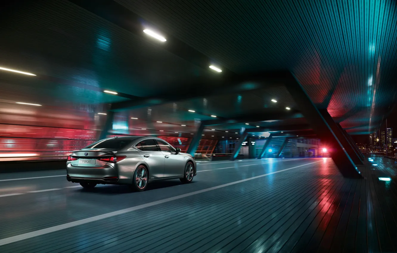 Photo wallpaper auto, the city, lights, track, Night, Lexus ES 300h F SPORT