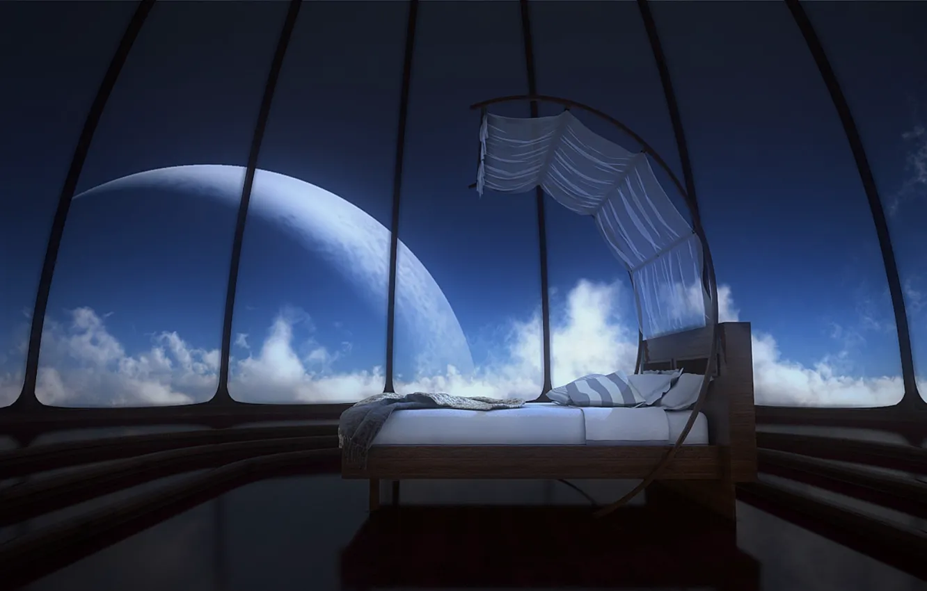 Photo wallpaper the sky, clouds, design, planet, the dome, the dreaming room