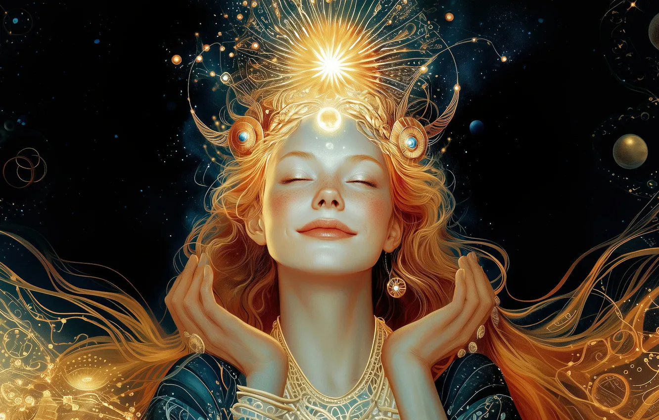 Photo wallpaper look, girl, fantasy, image, AI art, neural network