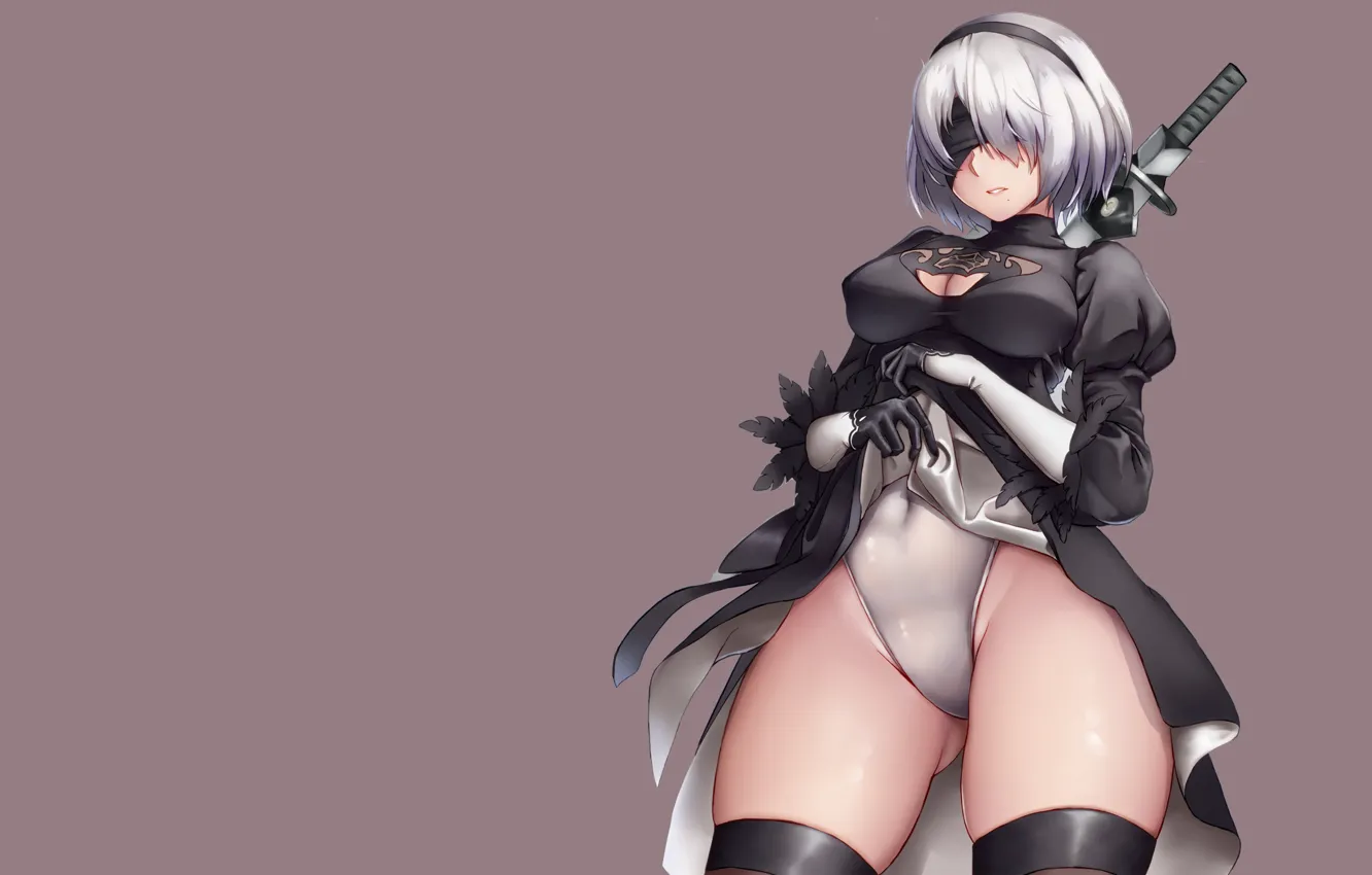 Photo wallpaper girl, sexy, panties, anime, nier, posing, pulling up