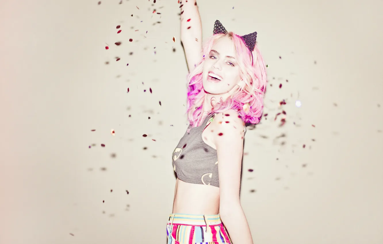 Photo wallpaper girl, hair, pink, ears