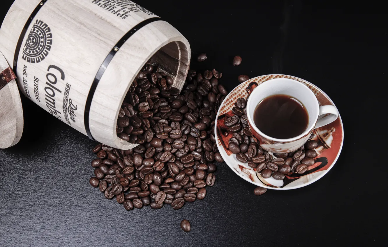 Photo wallpaper coffee, mug, drink, coffee beans