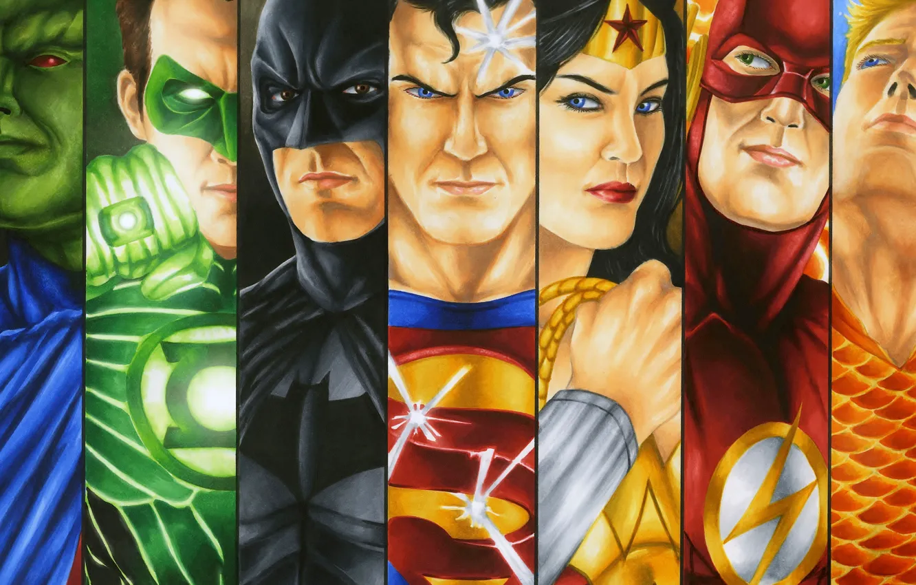 Photo wallpaper vector, poster, superheroes, Justice League Heroes