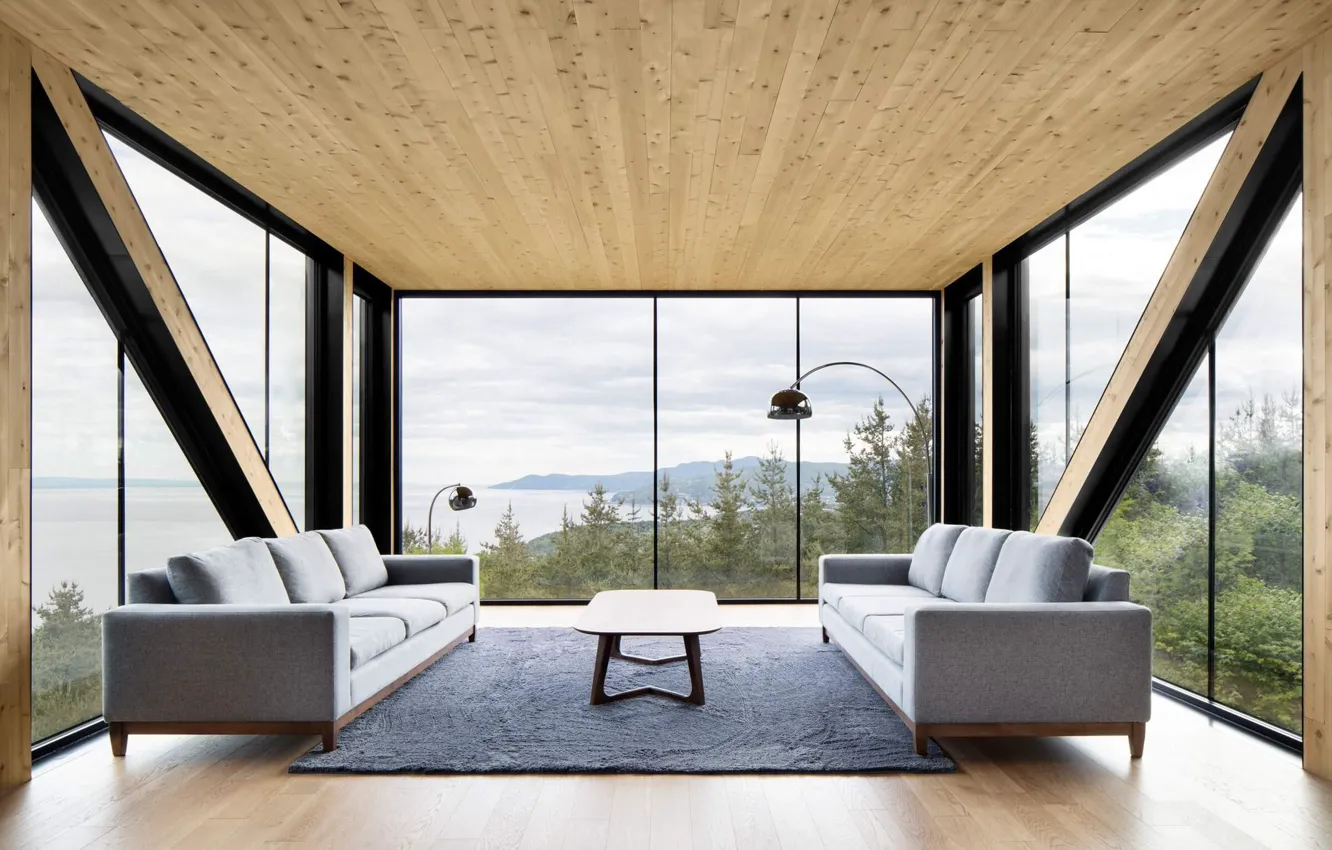 Photo wallpaper Villa, interior, living room, Blanche Chalet