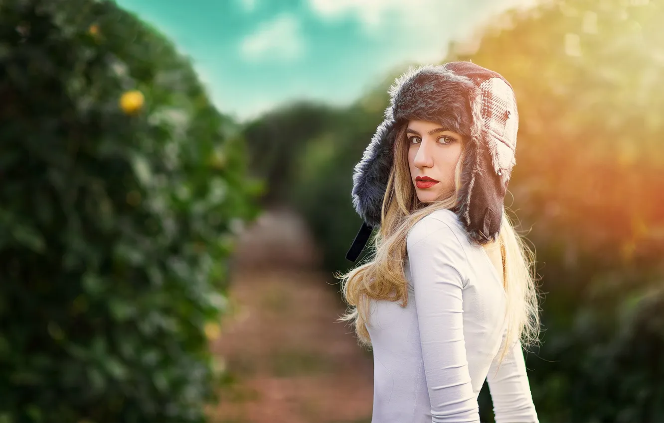 Photo wallpaper look, girl, pose