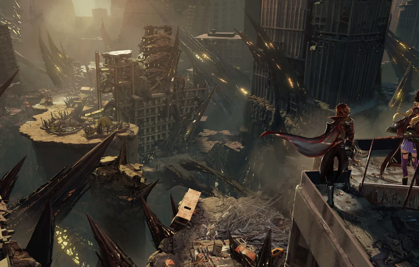 Photo wallpaper the city, fantasy, destroyed, Code Vein, Male Protagonist, Mia Karnstein