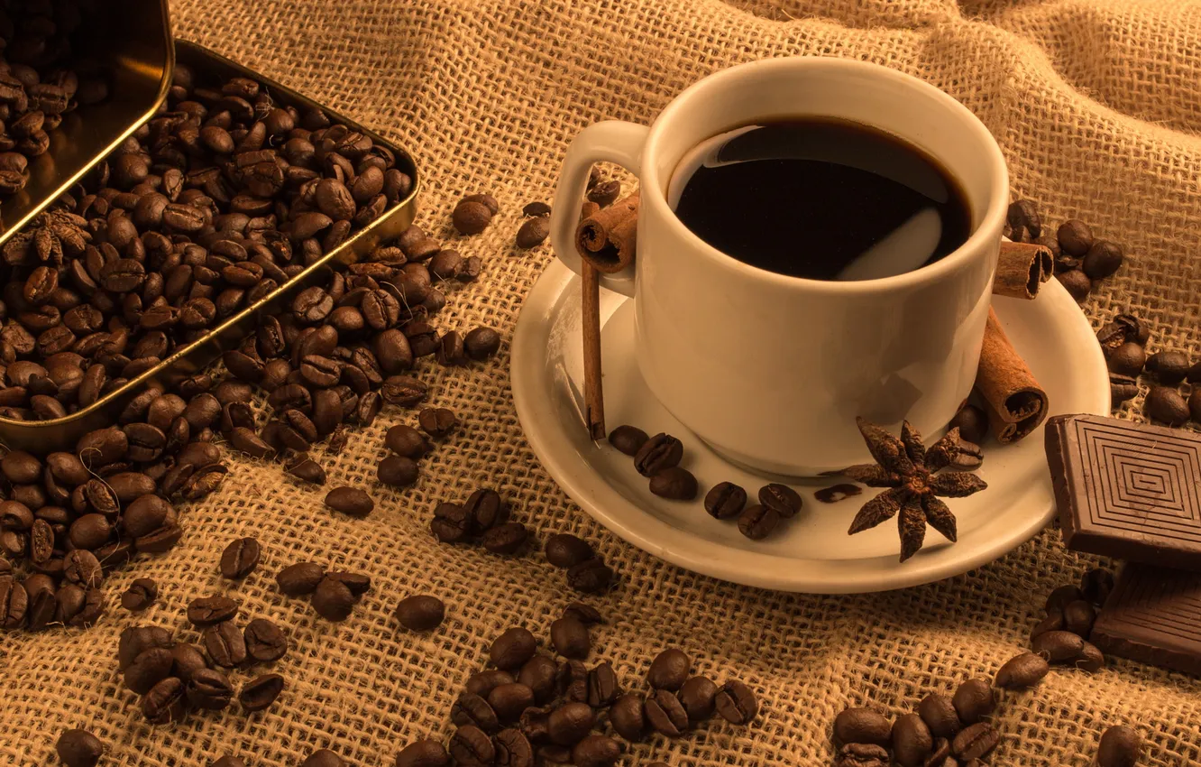 Photo wallpaper coffee, grain, Cup