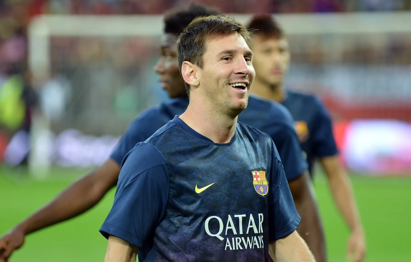 Photo wallpaper smile, football, Lionel Messi, Barcelona, Barcelona, Messi, song, Leo