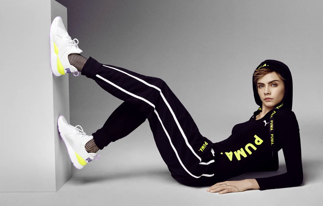 Photo wallpaper style, model, Cara Delevingne, actress, tracksuit
