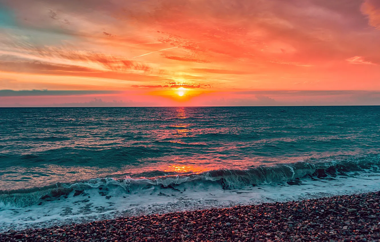 Photo wallpaper sea, the sky, the evening