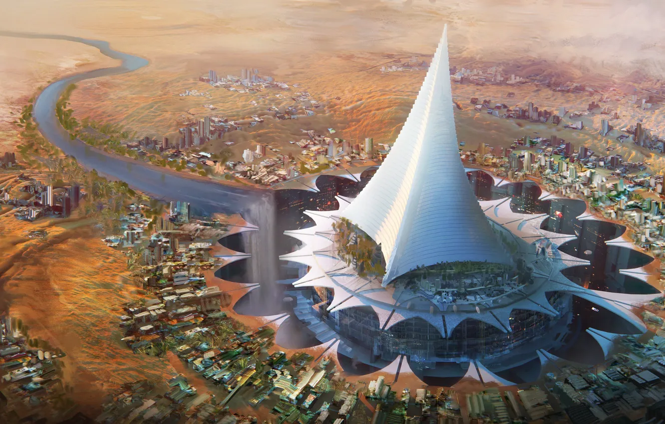 Photo wallpaper the city, building, oasis, multinational webinares