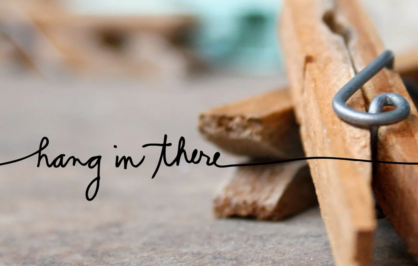 Photo wallpaper the inscription, clothespins