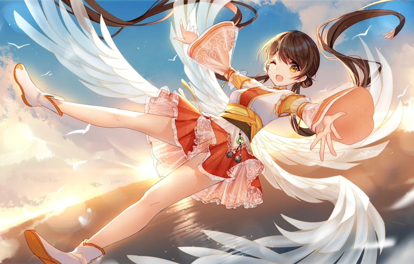 Photo wallpaper angel, anime, girl