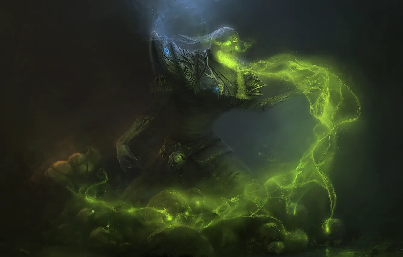 Photo wallpaper fiction, magic, skull, art, art, Illustration, Characters, warlock