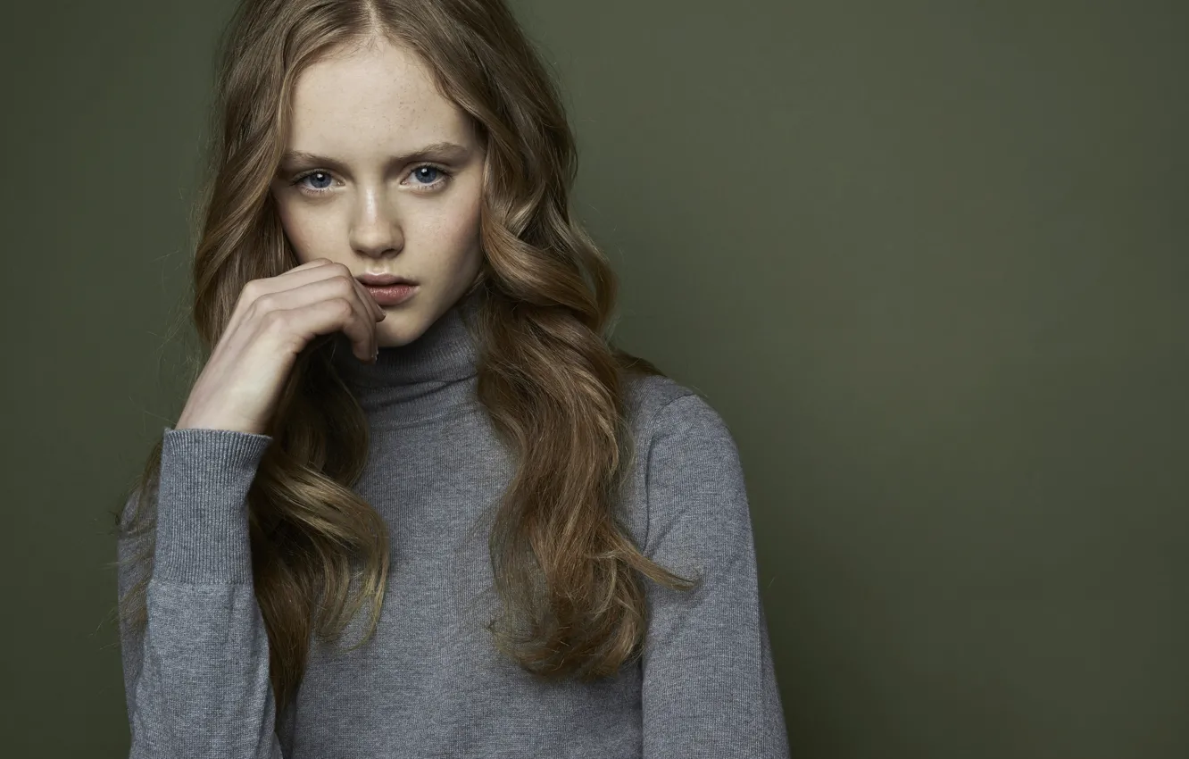 Photo wallpaper girl, portrait, freckles