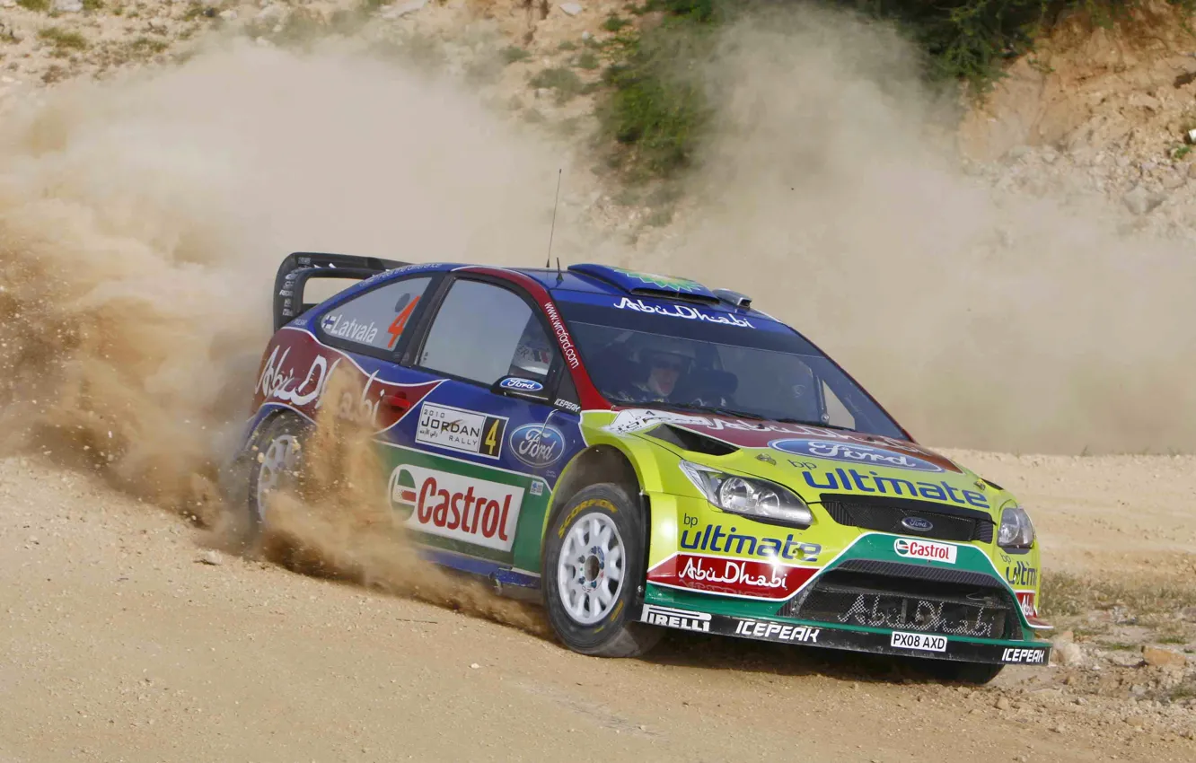 Photo wallpaper Ford, Dust, Turn, Ford, Focus, WRC, Rally, Focus