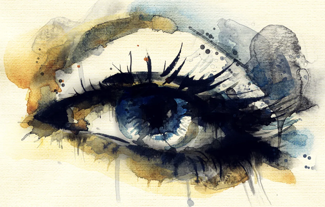 Photo wallpaper blue, eyes, eyelashes, paint, spot, painting, Wallpaper from lolita777, iris