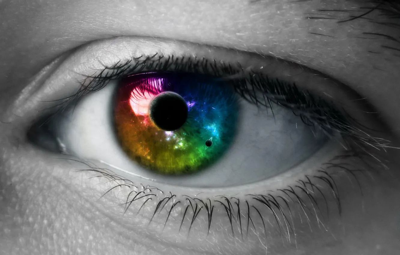 Photo wallpaper color, Eyes, Space, The pupil