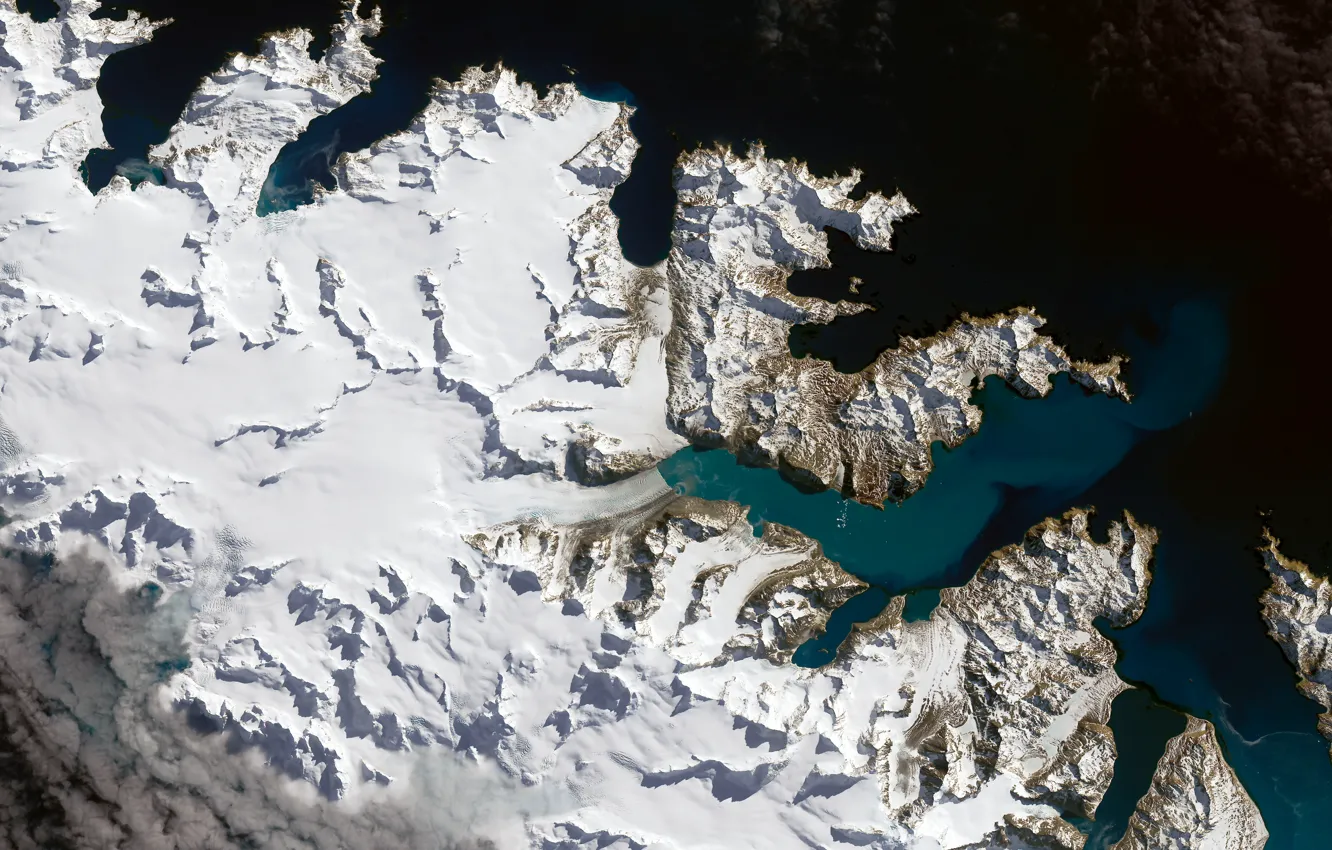 Photo wallpaper photo, island, NASA, South Georgia, Atlantic, the glacier