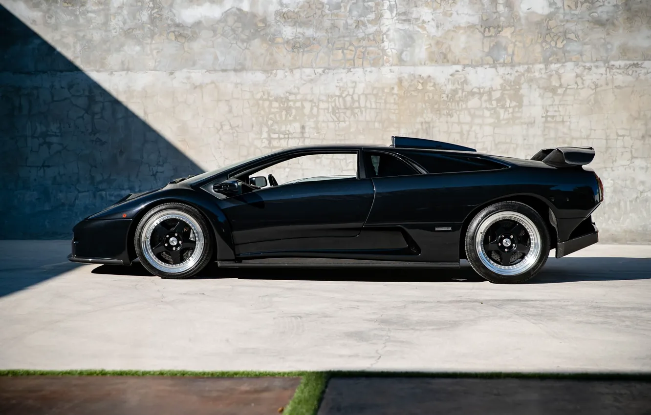 Photo wallpaper Lamborghini, black, lambo, Diablo, side view, The Lamborghini Diablo GT