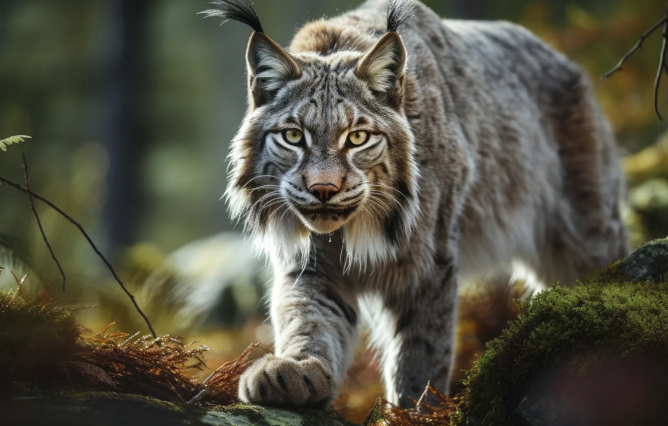 Photo wallpaper look, face, lynx, front, big cat, digital art, AI art, The Art of Artificial Intelligence