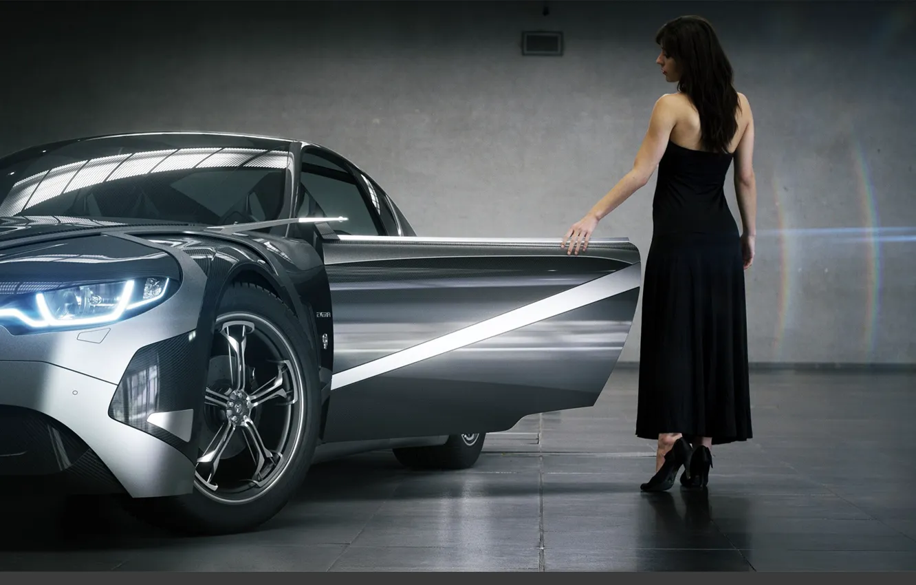 Photo wallpaper Carbon, Concept Car, Woman, 3D Car, Everia, Tronatic