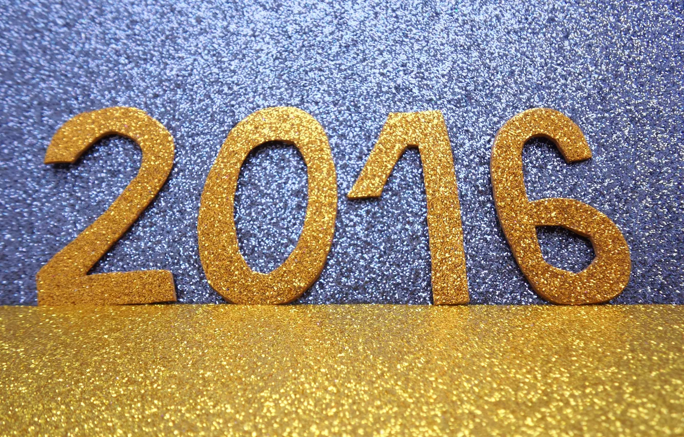 Photo wallpaper watch, New Year, figures, golden, New Year, Happy, glitter, 2016