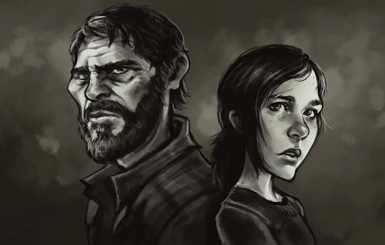 Photo wallpaper fan art, The Last of Us, Joel, Ellie
