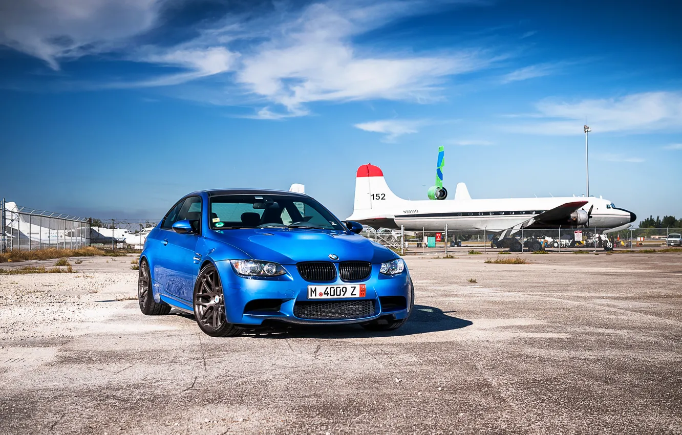 Photo wallpaper blue, bmw, BMW, shadow, blue, the front, aircraft, e92