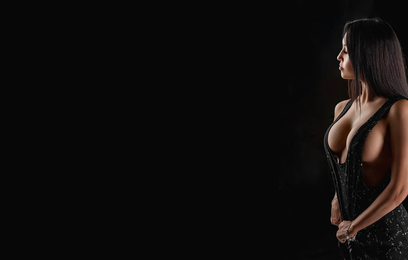 Photo wallpaper dress, model, pretty, brunette, pose, A Diakov George