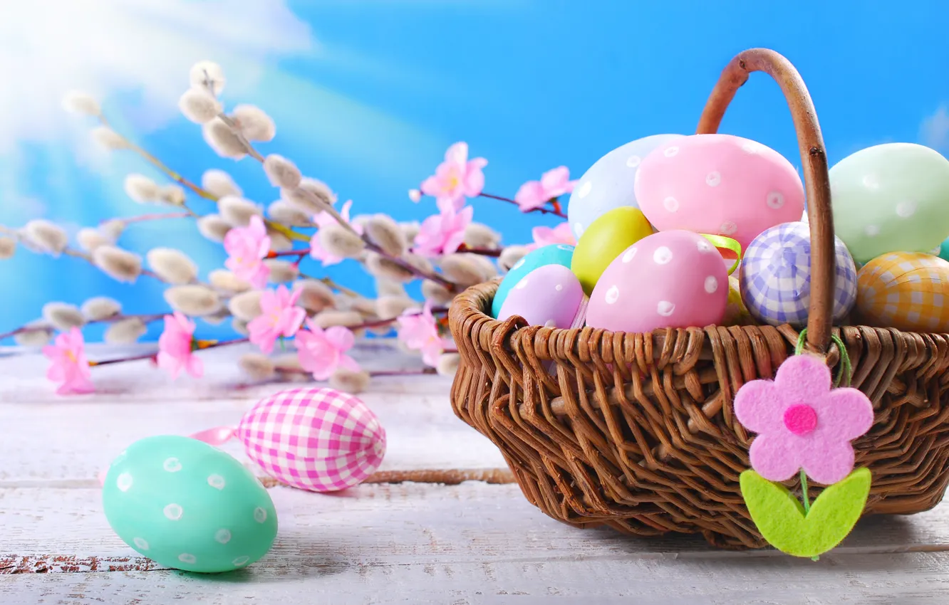 Photo wallpaper flowers, eggs, spring, Easter, flowers, spring, Easter, eggs