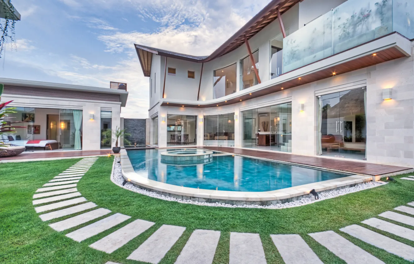 Photo wallpaper design, style, Villa, pool, architecture, exterior