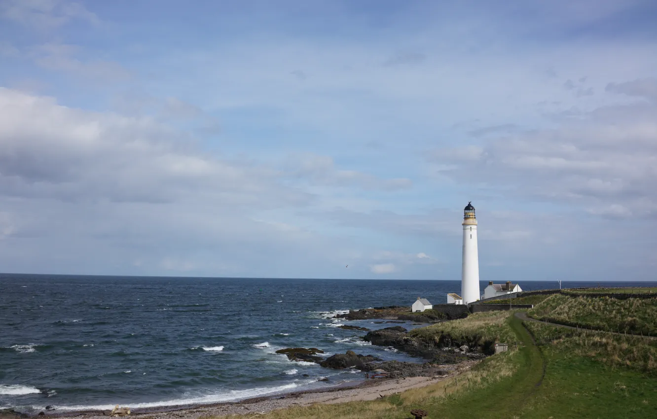 Photo wallpaper wave, the sky, shore, lighthouse, Europe