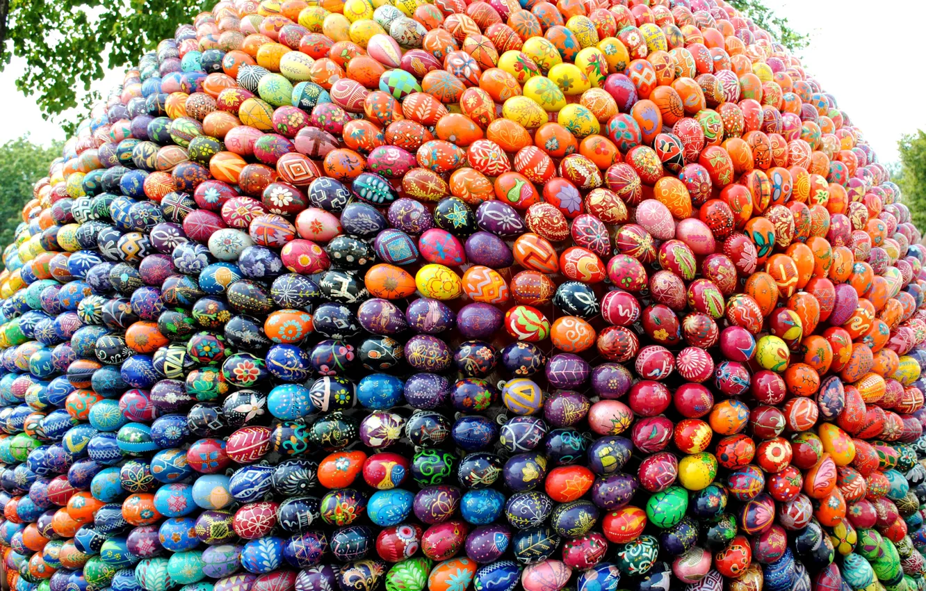 Photo wallpaper holiday, Easter, Ukraine, eggs, composition of Easter eggs