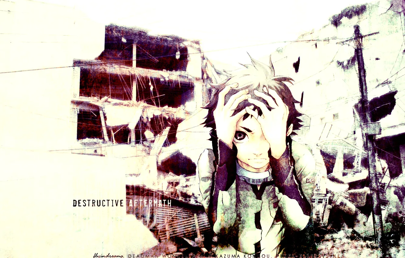 Photo wallpaper destruction, Deadman Wonderland, Ganta