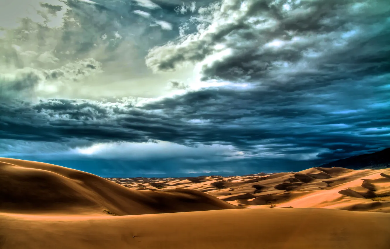Photo wallpaper the sky, clouds, desert