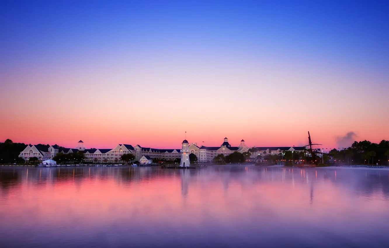 Photo wallpaper the sky, landscape, the city, river