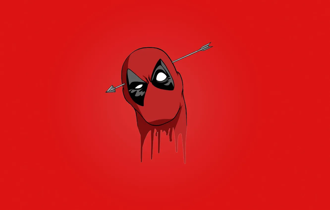 Photo wallpaper red, blood, Deadpool, mask, head, Wade Wilson, arrow, Marvel comics