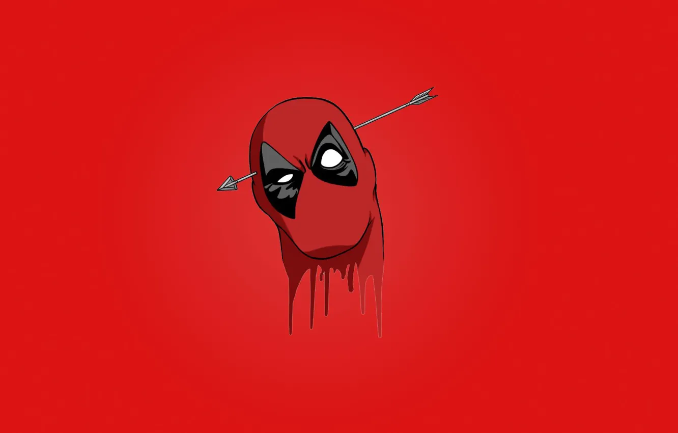 Photo wallpaper red, blood, Deadpool, Marvel Comics, mask, head, Arrow, Wade Wilson