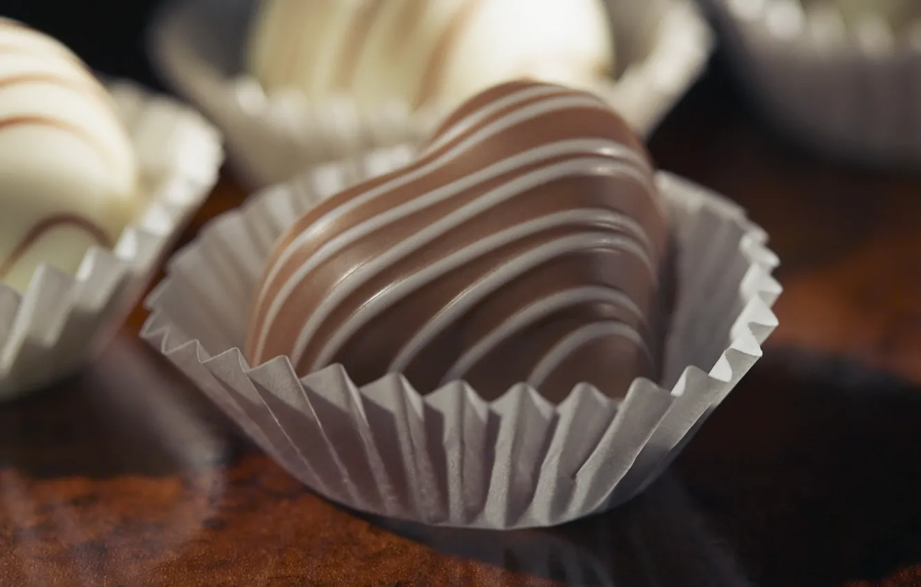 Photo wallpaper white, dark, chocolate, hearts, sweets, dessert, delicious