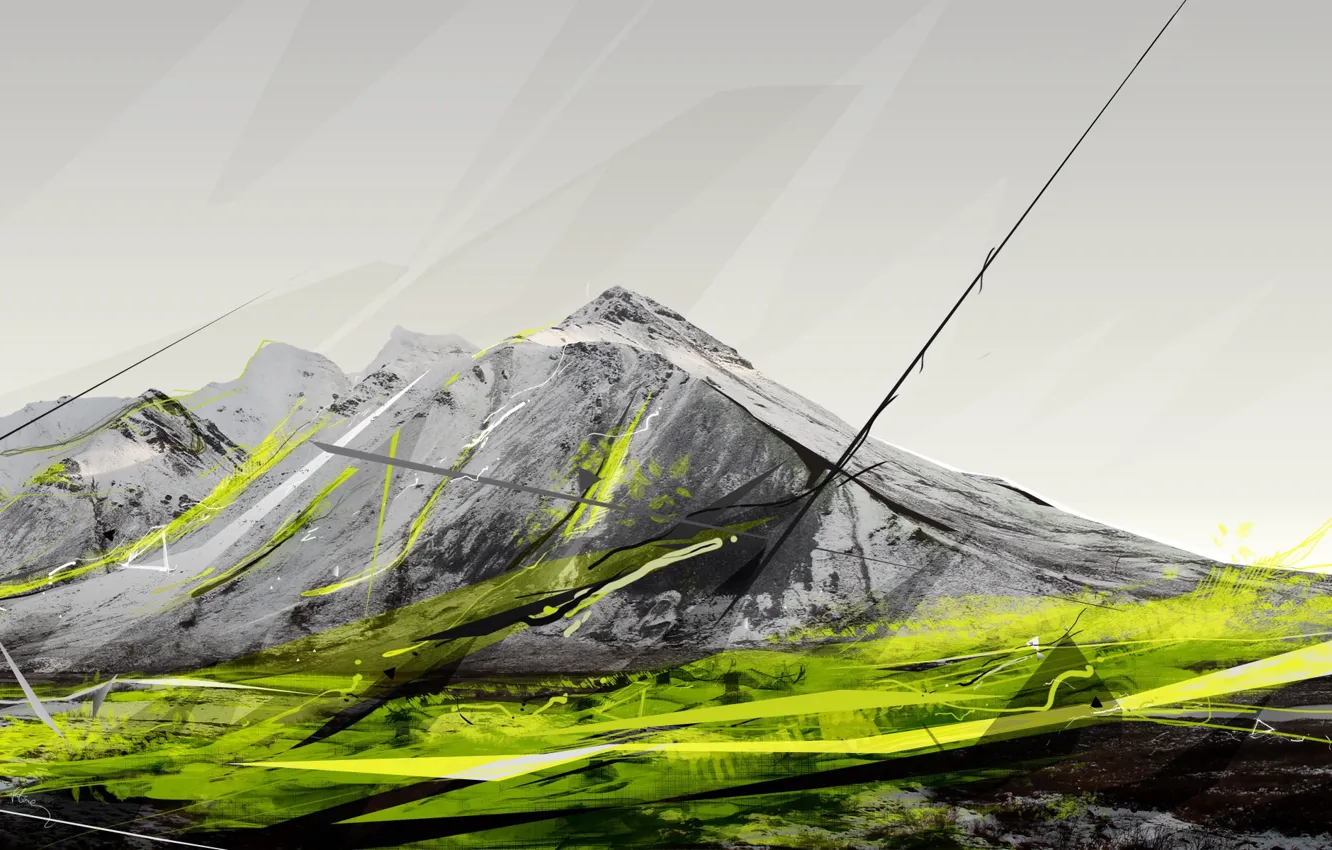 Photo wallpaper figure, Mountains, sketch
