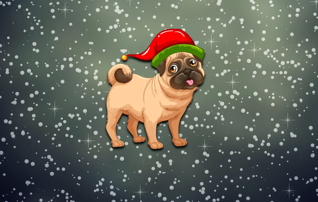 Photo wallpaper winter, snow, background, mood, holiday, new year, dog, minimalism