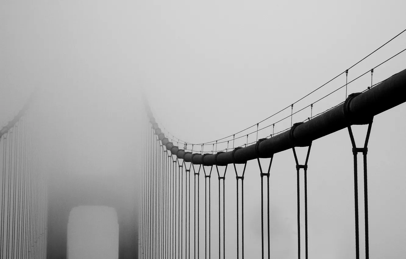 Photo wallpaper bridge, city, the city, fog, Golden Gate Bridge, bridge, California, San Francisco