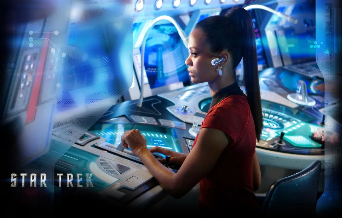 Photo wallpaper girl, fiction, technique, headphones, the series, Star Trek
