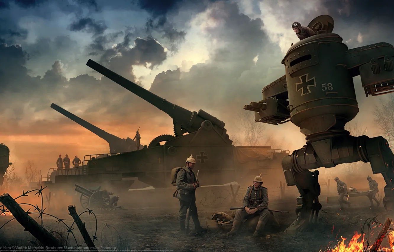 Photo wallpaper the Germans, Vladimir Manyukhin, Iron Hans, Big Bertha