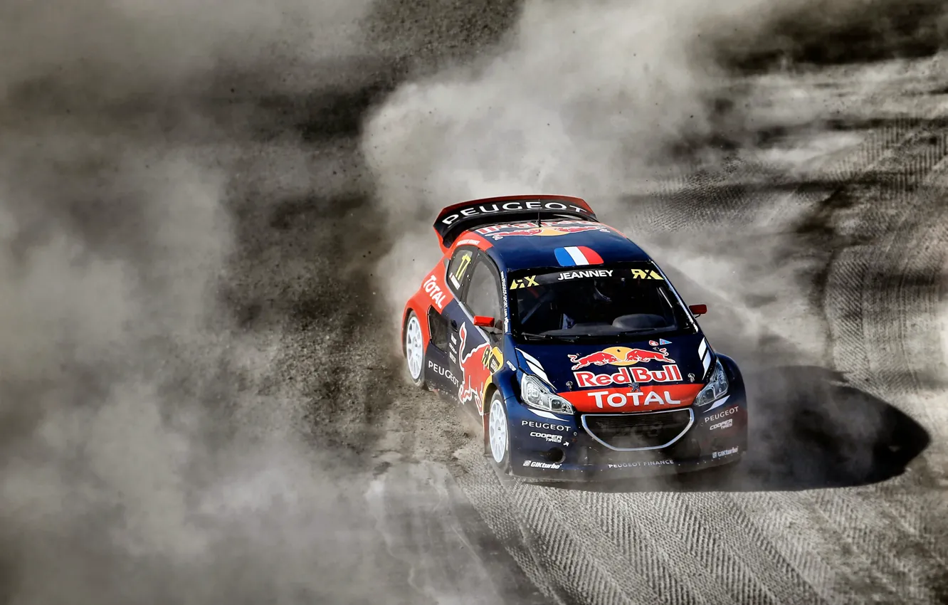 Photo wallpaper Dust, Peugeot, Peugeot, 208, WorldRX, Davy Jeanney