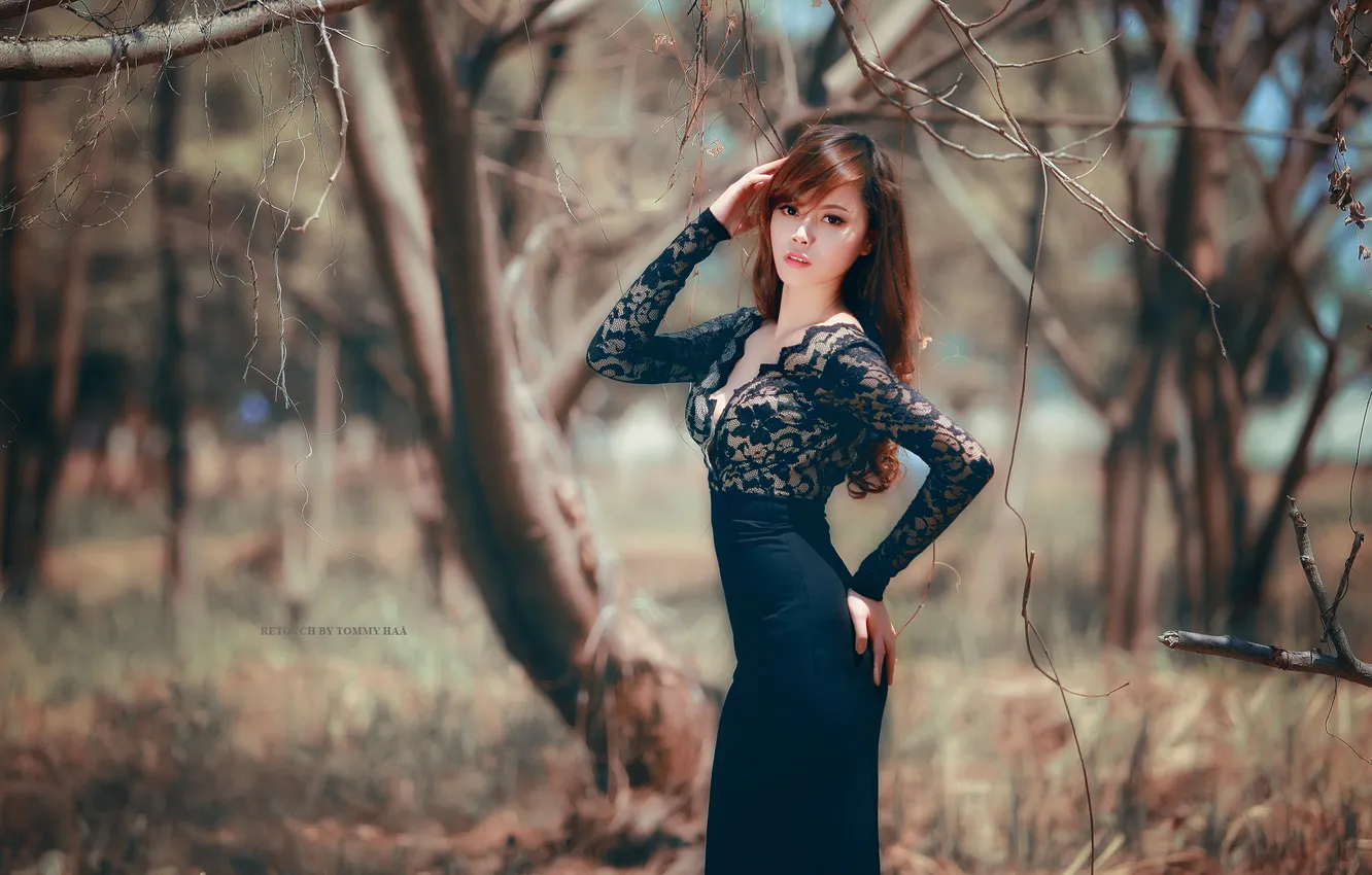 Photo wallpaper look, girl, pose