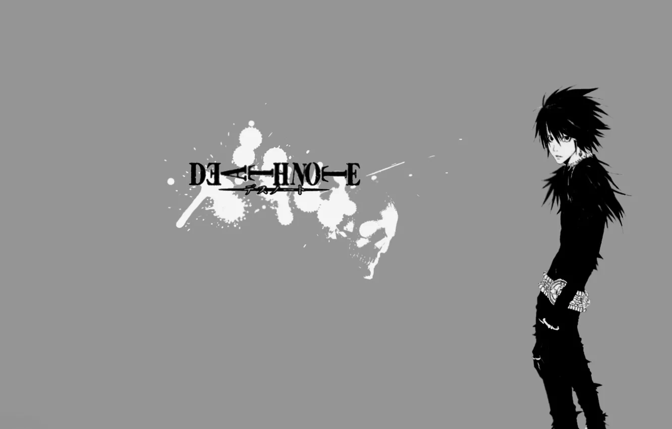 Photo wallpaper skull, spot, black and white, grey background, Death Note, Death Note, fan art, evil eye