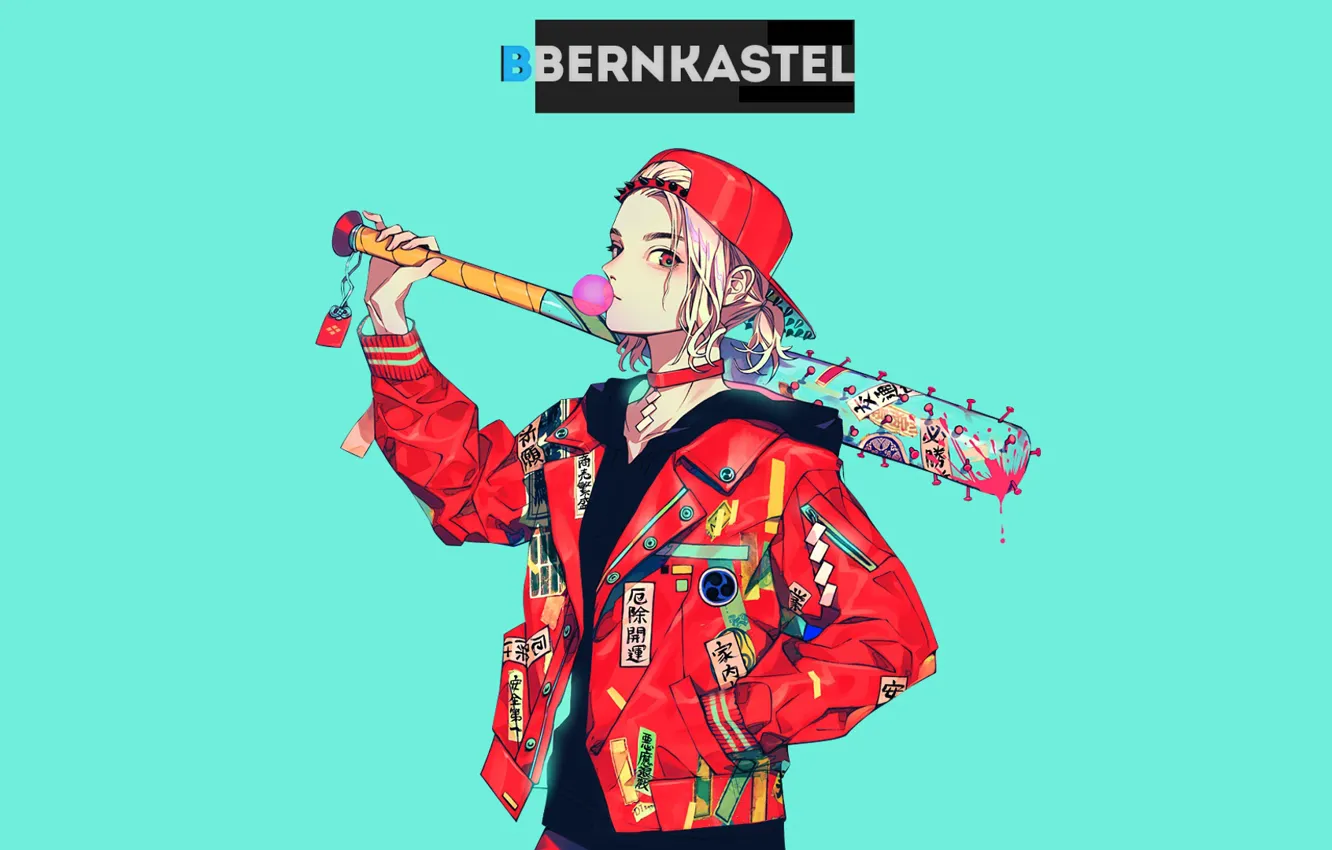 Photo wallpaper girl, style, jacket, bit