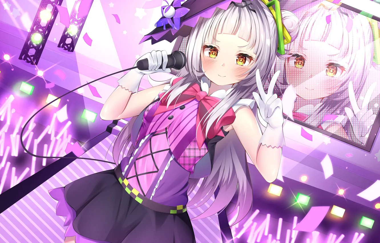 Photo wallpaper girl, music, scene, microphone, singer